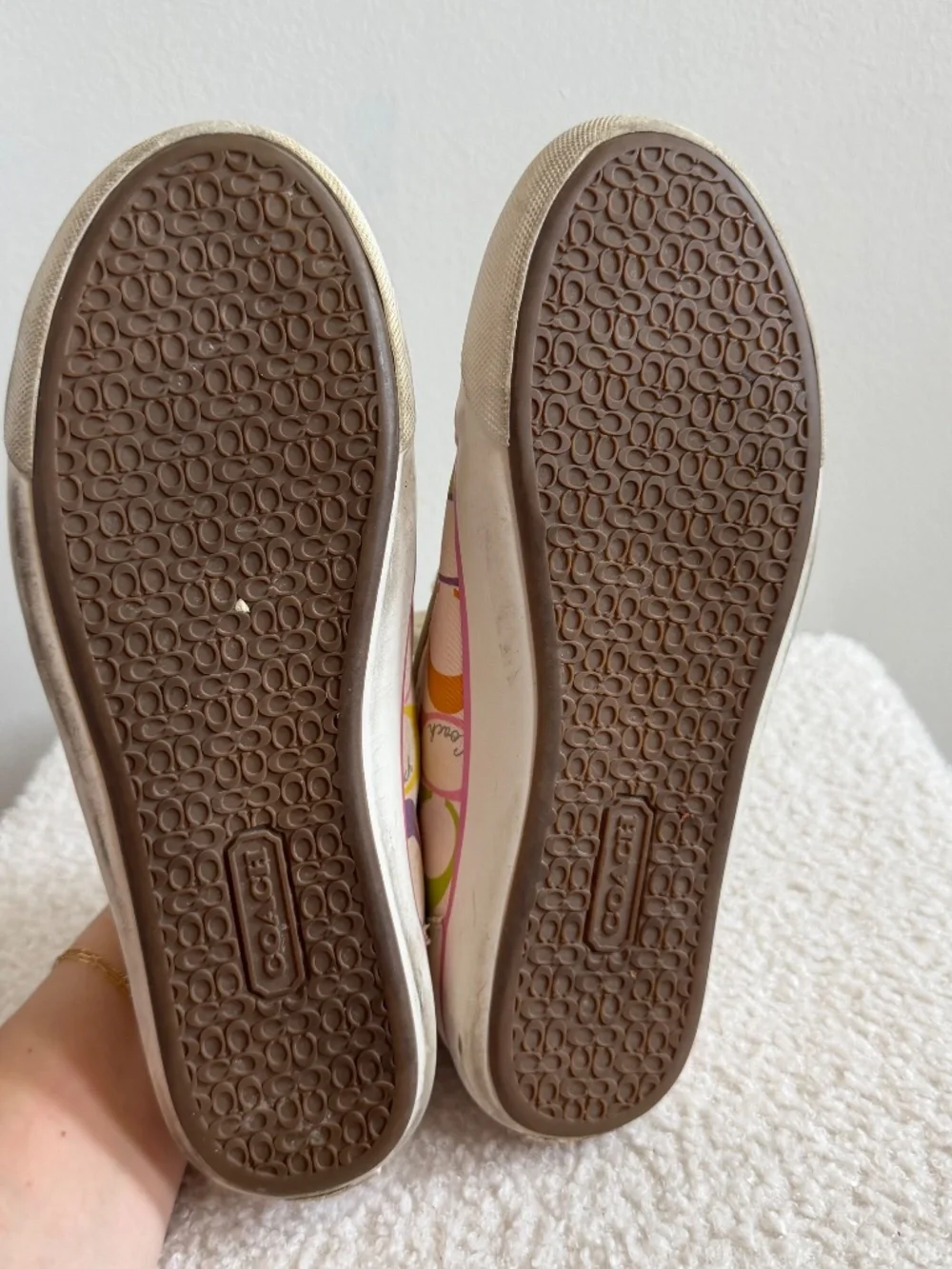 Vintage Y2K Coach Barret Sneakers White Colourful Print Size 7.5